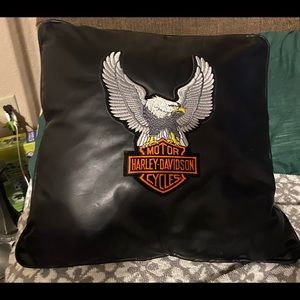 Black leather Harley Davidson pillow
